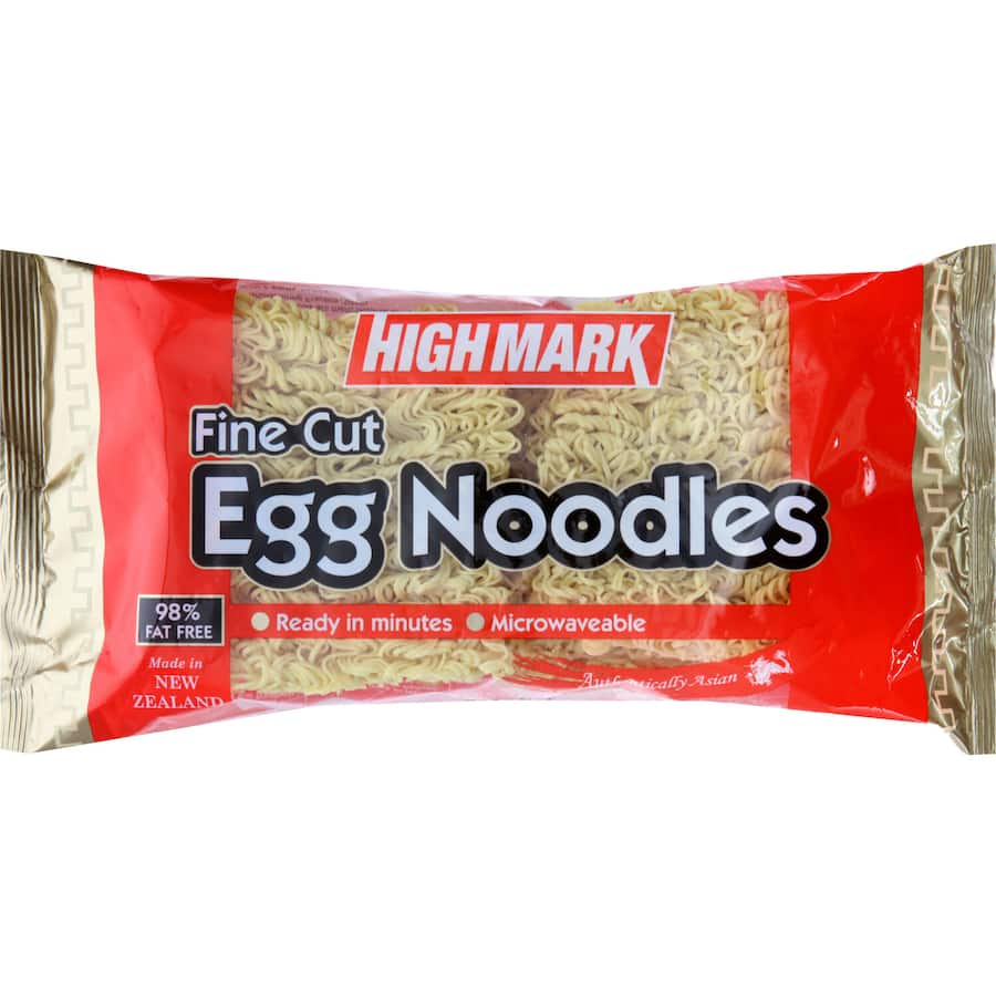 High Mark Egg Noodles Fine, premium egg and wheat flour noodles, ideal for soups, stir-fries, and quick meals.