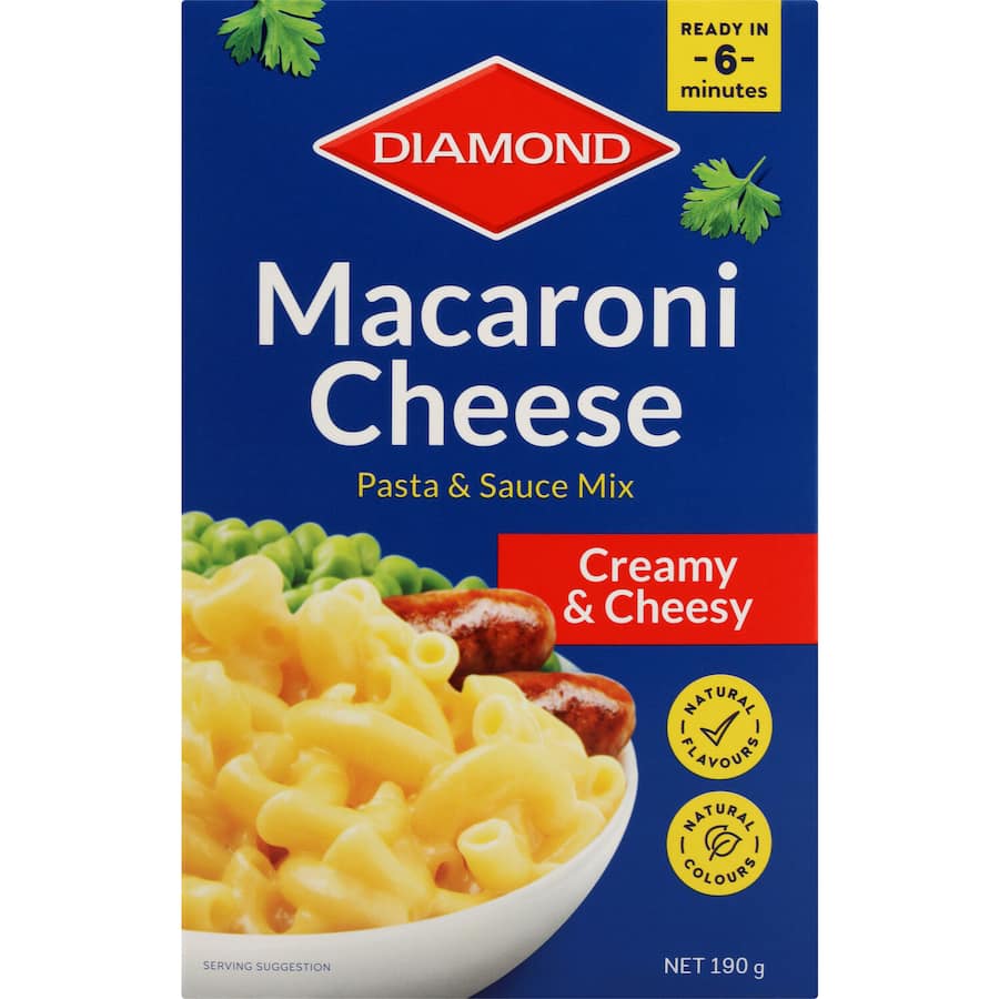 Creamy Diamond Pasta & Sauce Macaroni Cheese, a nostalgic family favorite since 1941, perfect for quick meals and sides.