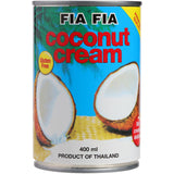 A jar of Fia Fia Coconut Cream showcasing its thick, creamy texture, ideal for various culinary uses, from curries to desserts.