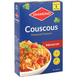 Diamond Couscous Moroccan: quick-cooking couscous infused with authentic spices, perfect for flavorful meals in just 5 minutes.