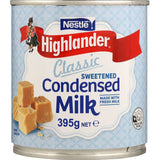 Nestle Highlander Condensed Milk Sweetened in a can, perfect for baking and enhancing desserts with creamy sweetness.