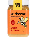 Airborne Bush Honey: Pure, unfiltered New Zealand honey with a rich flavor and natural health benefits for beverages and baking.