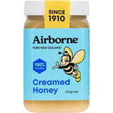 Airborne Clover Honey Creamed: smooth, spreadable natural honey from New Zealand, rich in antioxidants and unfiltered goodness.