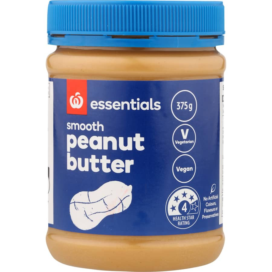 Smooth Essentials Peanut Butter, rich in protein, perfect for healthy snacks, spreads easily, and free from added sugars.