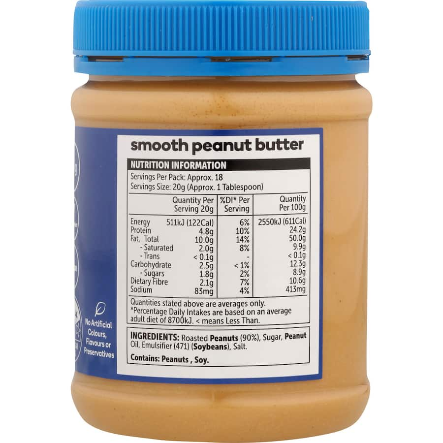 Smooth, creamy peanut butter rich in protein, perfect for healthy snacking and versatile in recipes. Gluten-free and vegan-friendly.