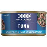 Chunky style tuna in spring water, a lean protein source perfect for salads, sandwiches, and quick meals.