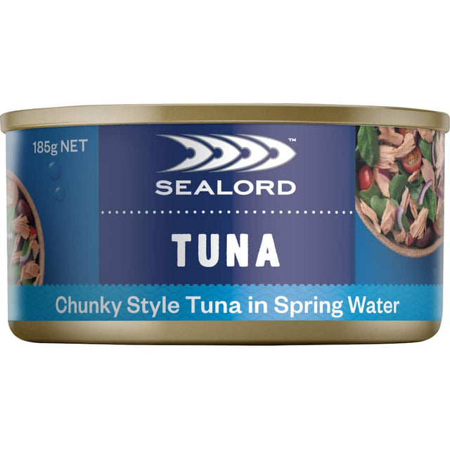 Chunky style tuna in spring water, a lean protein source perfect for salads, sandwiches, and quick meals.