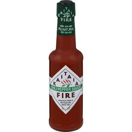 Kaitaia Fire Chili Pepper Sauce: Fiery New Zealand sauce crafted from sun-ripened chilies, packed with vitamin C for flavorful meals.