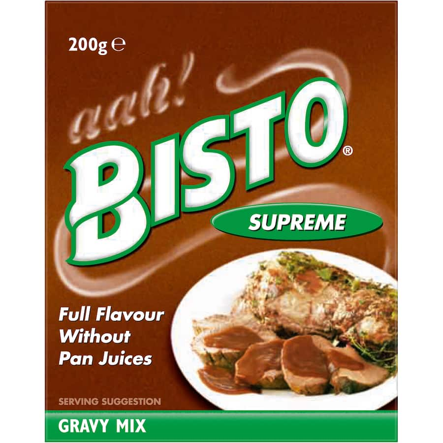 Bisto Gravy Mix Supreme: rich, flavorful gravy mix for meats, soups, stews; quick and easy preparation for delicious meals.