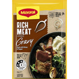 Savory Maggi Instant Gravy Mix Rich Meat elevates meals with quick, flavorful gravy for all your favorite meat dishes.