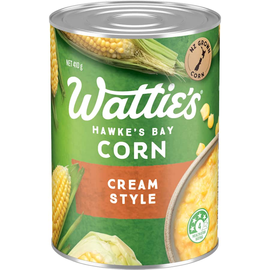 Wattie's Corn Cream Style, made from New Zealand corn, is a creamy, low-fat ingredient for versatile cooking.