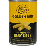 Golden Sun Whole Baby Corn: Gluten-free, mild-flavored baby corn for stir-fries, curries, soups, and salads.