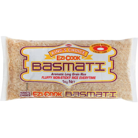 Aromatic Kings Choice Basmati Rice Ezy Cook, 100% natural and cholesterol-free, perfect for easy and flavorful cooking.