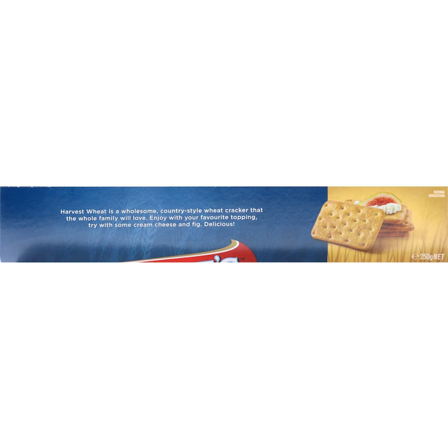 Arnotts Crackers Harvest Wheat, a crunchy, fiber-rich snack perfect for dipping or pairing with cheese and spreads.