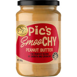 Creamy Pic's Smoochy Peanut Butter made from roasted peanuts and sea salt, perfect for guilt-free snacking.