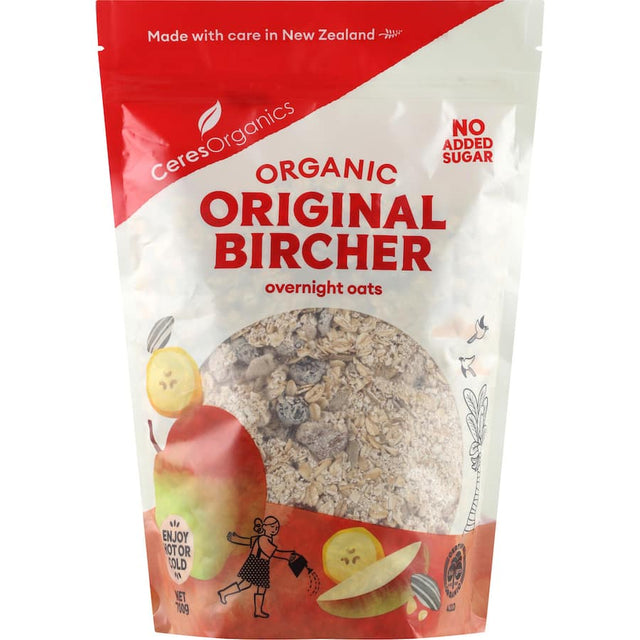 Ceres Organics Organic Muesli Original Bircher: a wholesome blend of oats, seeds, and fruits in eco-friendly packaging.