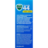 Vicks Formula 44 cough medicine, a guaifenesin-based syrup for relieving chest congestion and soothing coughs.