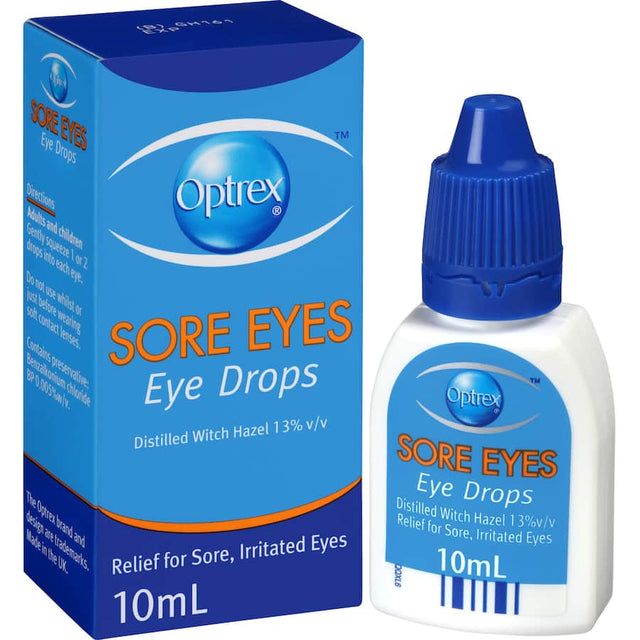 Optrex Eye Care Sore Eye Drops provide instant relief for tired, sore eyes caused by environmental stressors.