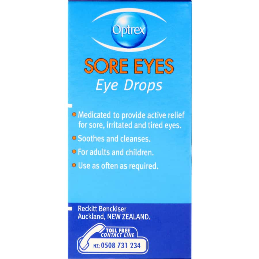 Optrex Eye Care Sore Eye Drops provide instant relief and hydration for sore, tired, and irritated eyes.