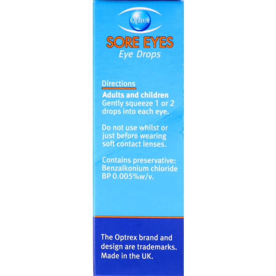 Optrex Eye Care Sore Eye Drops provide instant relief for tired, sore eyes affected by modern living and environmental stressors.