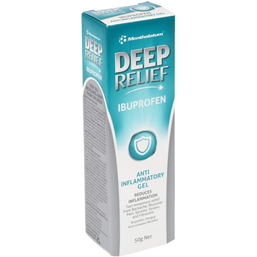 Deep Heat Muscular Rub Ibuprofen Gel for fast relief from muscle pain, featuring a soothing menthol scent and easy application.