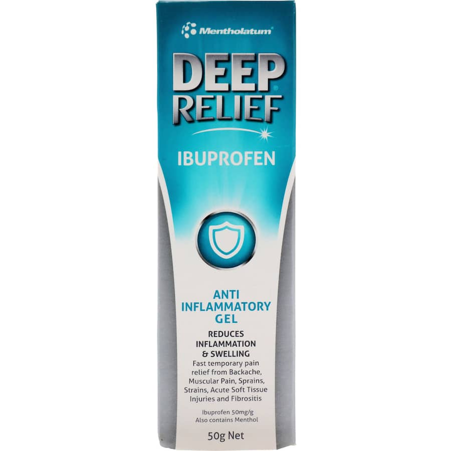 Deep Heat Muscular Rub Ibuprofen Gel for quick relief of muscular pain and inflammation, featuring menthol for soothing comfort.