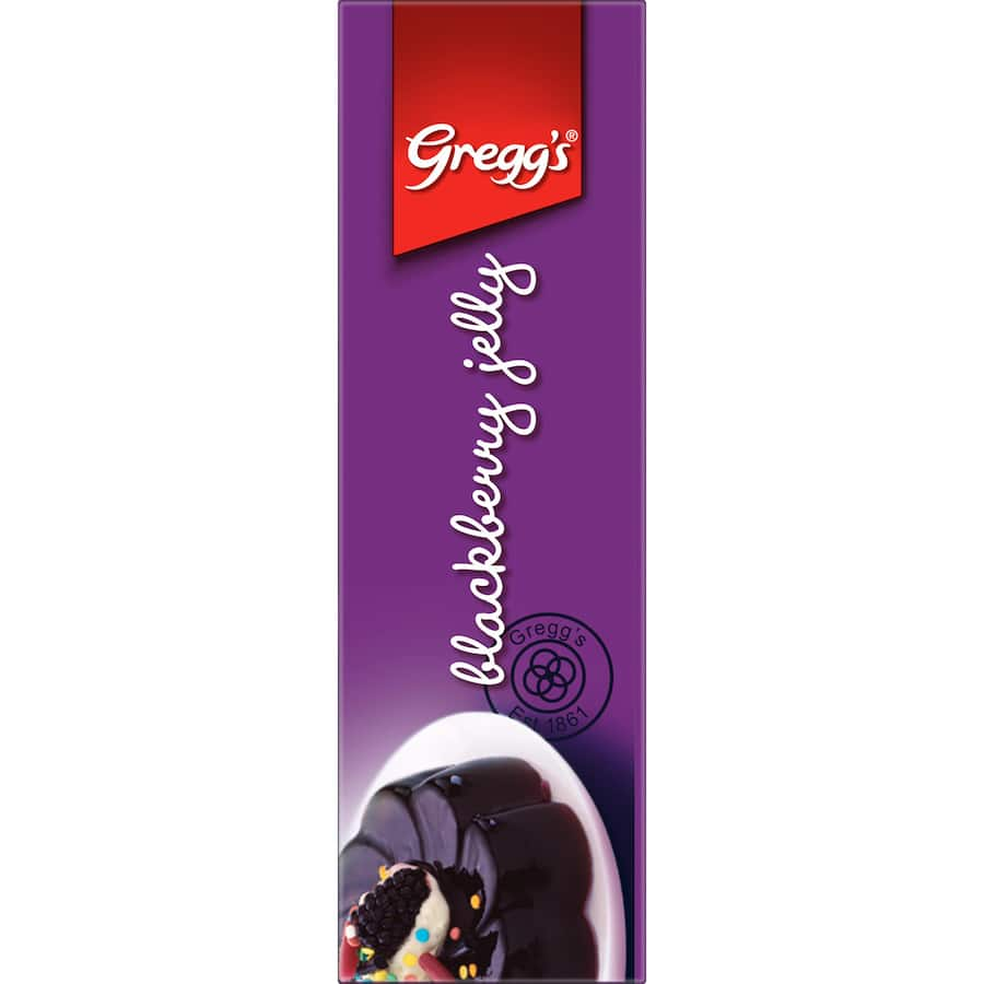 Greggs Jelly Blackberry crystals for quick, delicious desserts, perfect for yogurt berry jelly and family treats.