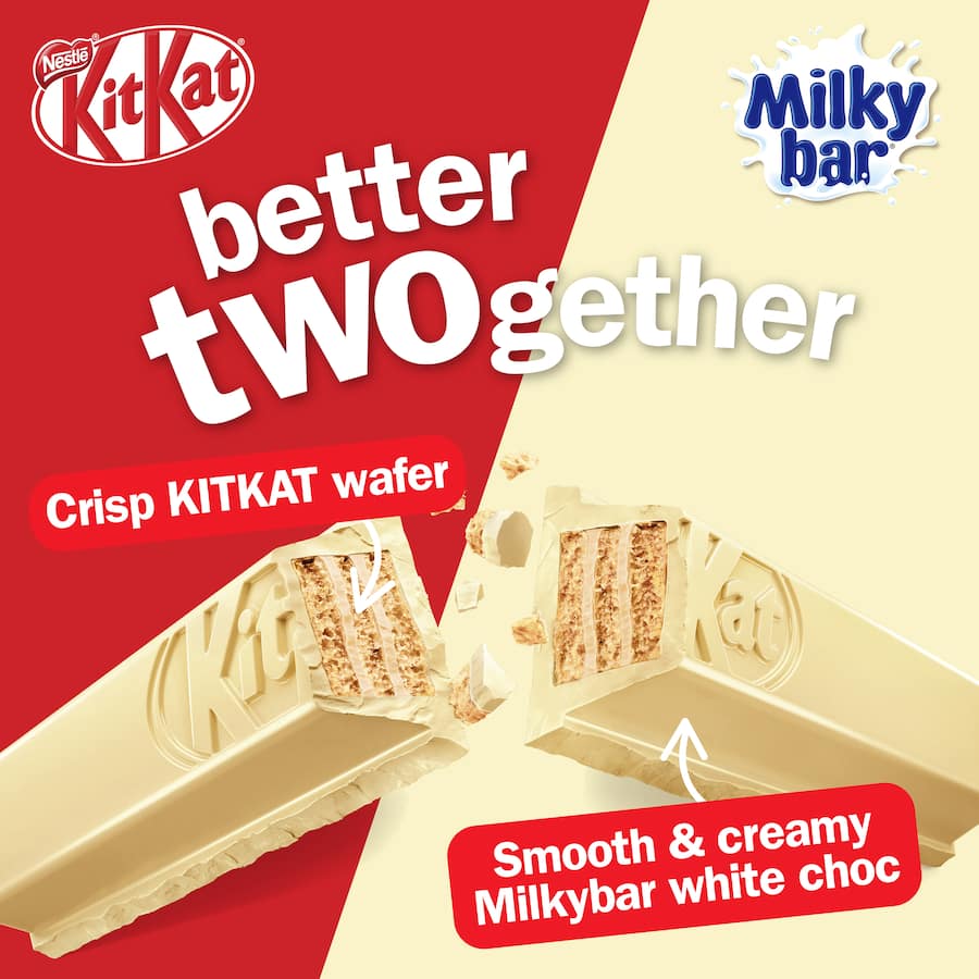 Nestle Chocolate Kit Kat Milkybar block, blending crispy wafer and creamy white chocolate, perfect for sharing and enjoyment.