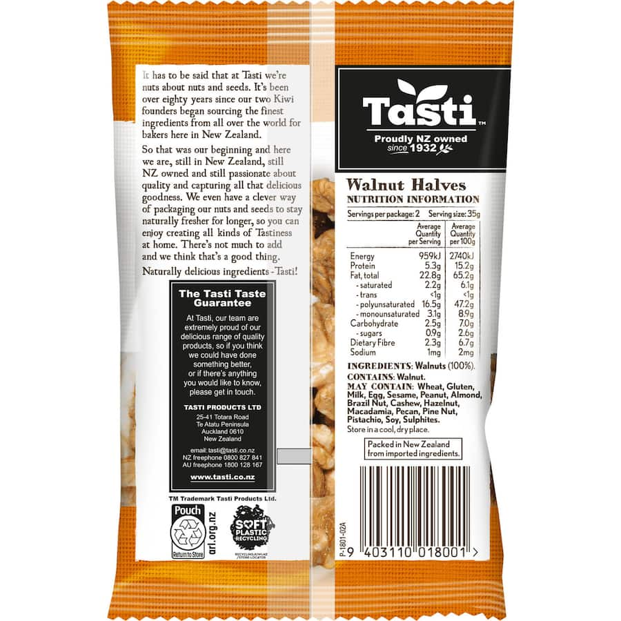 Tasti Walnuts Halves - premium quality walnut pieces, perfect for baking, trail mixes, or nutritious snacking.