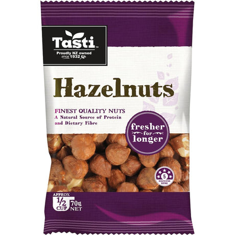 Tasti Hazelnuts: premium gluten-free nuts packed with nutrients, perfect for snacking, baking, and enhancing recipes.