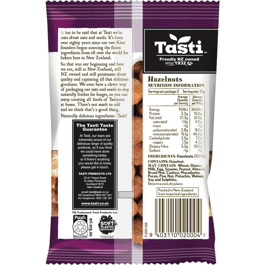 Premium Tasti Hazelnuts, packed with nutrients, perfect for snacking, baking, and elevating healthy dishes.