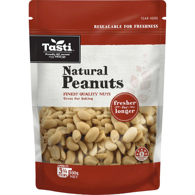 Raw Tasti Peanuts from Smartfox NZ, rich in protein and fiber, ideal for healthy snacking and versatile recipes.