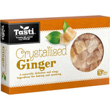 Tasti Ginger Preserved jar filled with sweet, vibrant ginger, ideal for enhancing baking, cooking, and snacking.