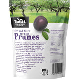 Moist and juicy Tasti Prunes in a resealable pack, perfect for snacking, baking, and cooking with natural sweetness.