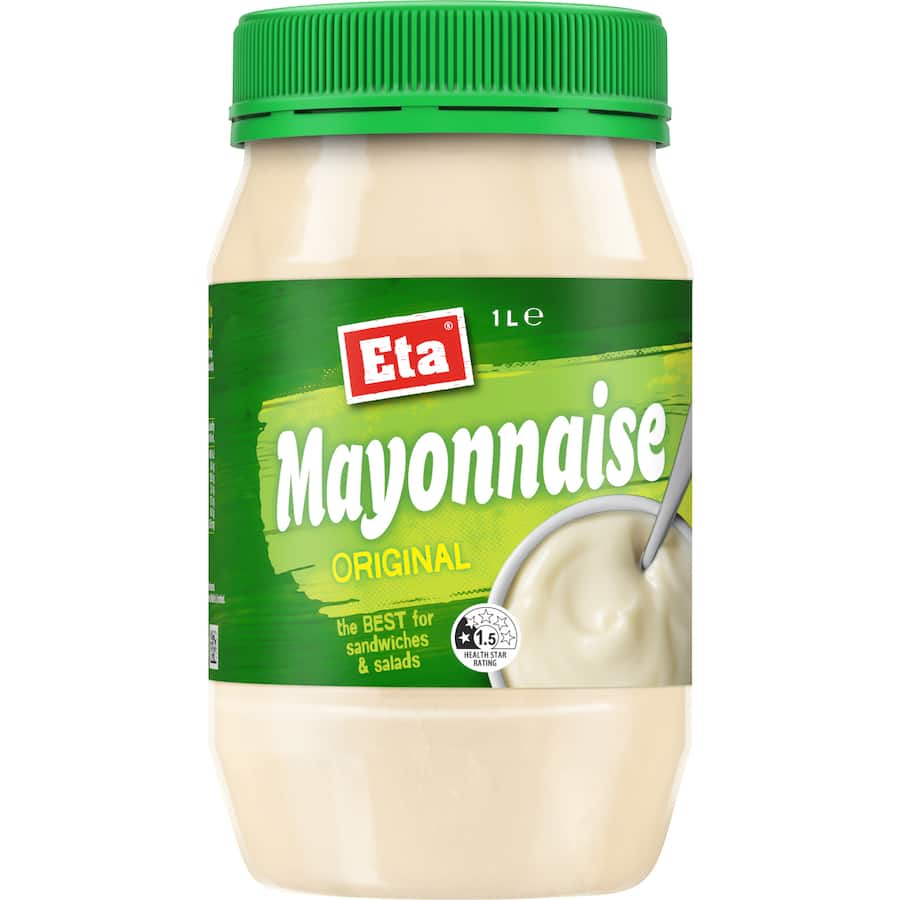 Creamy Eta Mayonnaise Original enhances sandwiches, salads, and burgers with rich flavor and versatility for every meal.