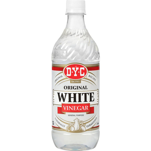 Dyc White Vinegar bottle showcasing its crystal-clear appearance, ideal for cooking, cleaning, and pickling without discoloration.