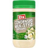 Eta Condensed Milk-style Dressing bottle showcasing creamy sweetness, perfect for salads, sandwiches, and nostalgic dishes.