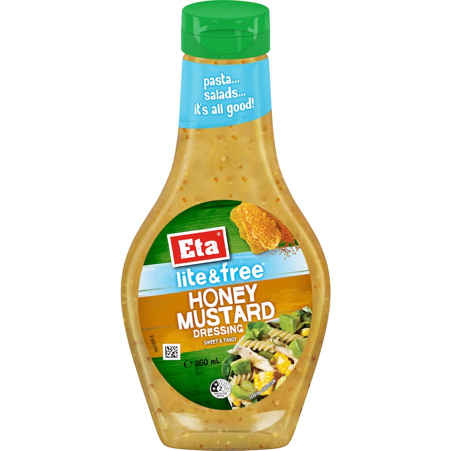 Light and free Eta Honey Mustard dressing, a perfect blend of flavor for salads and dips.