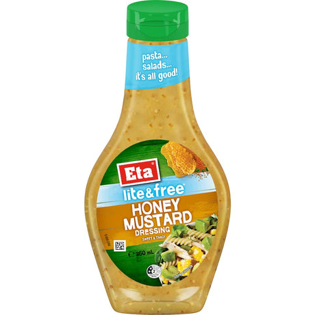 Light and free Eta Honey Mustard dressing, a perfect blend of flavor for salads and dips.