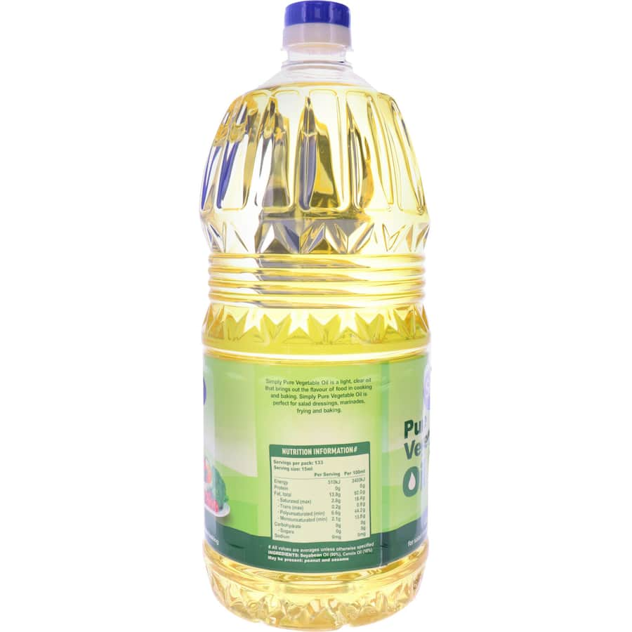 Simply Vegetable Oil: versatile, premium oil for cooking, baking, and frying, rich in flavor and healthy fatty acids.