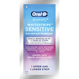 Oral-B 3D White Sensitive Whitening Strips for gentle, effective teeth whitening, achieving a radiant smile in 7 days.