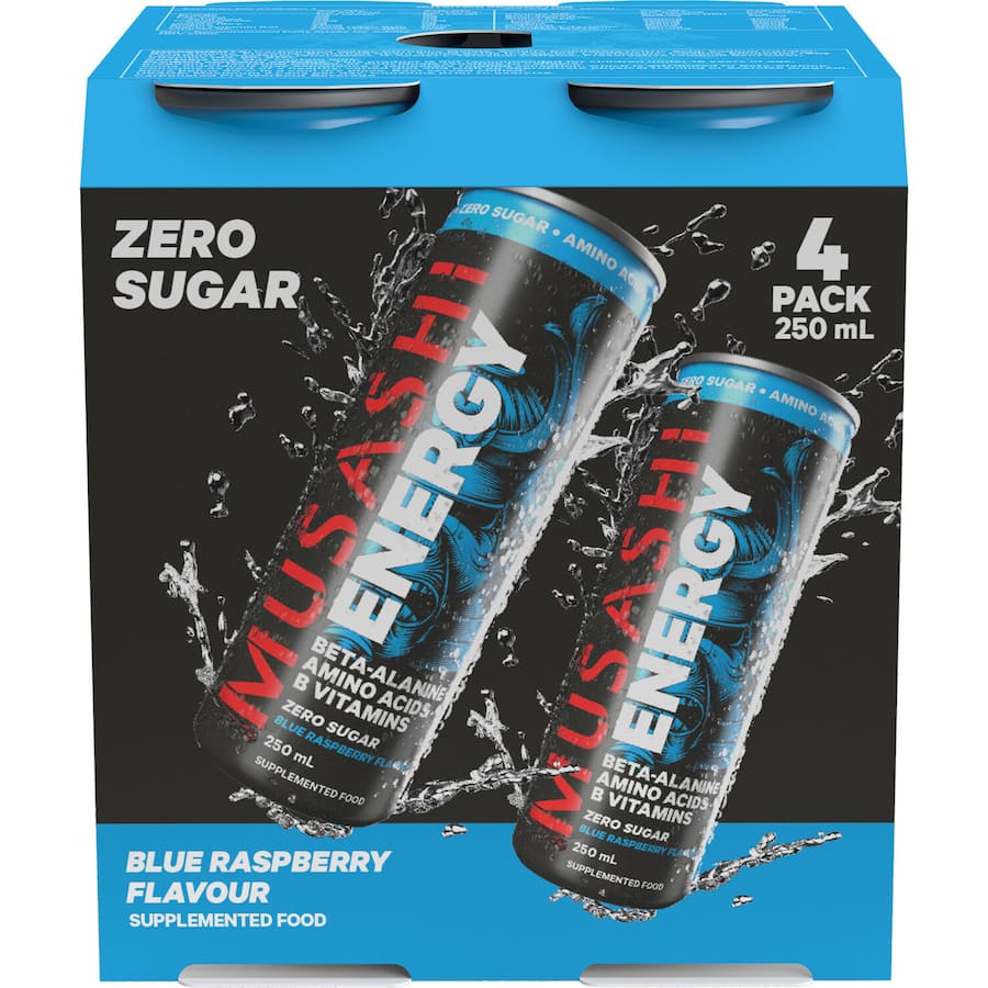 Musashi Energy Drink Blue Raspberry 4x250mL