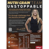 A nutritious bowl of Kellogg's Nutri-Grain Cereal featuring whole grains, protein, and fiber for a healthy breakfast.