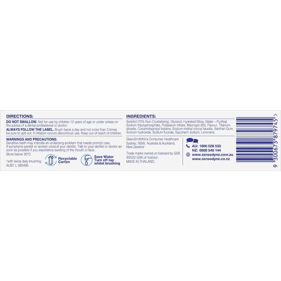 Sensodyne Sensitive Teeth Toothpaste offers relief from sensitivity and promotes fresh breath with effective cleaning and enamel protection.