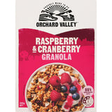 Delicious Orchard Valley Granola with raspberry and cranberry, perfect for a healthy breakfast or snack.