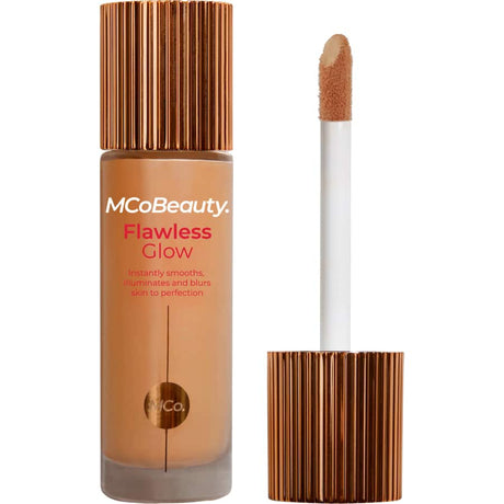 Mcobeauty Flawless Glow Foundation 5 offers lightweight, buildable coverage for a radiant, natural finish on all skin types.