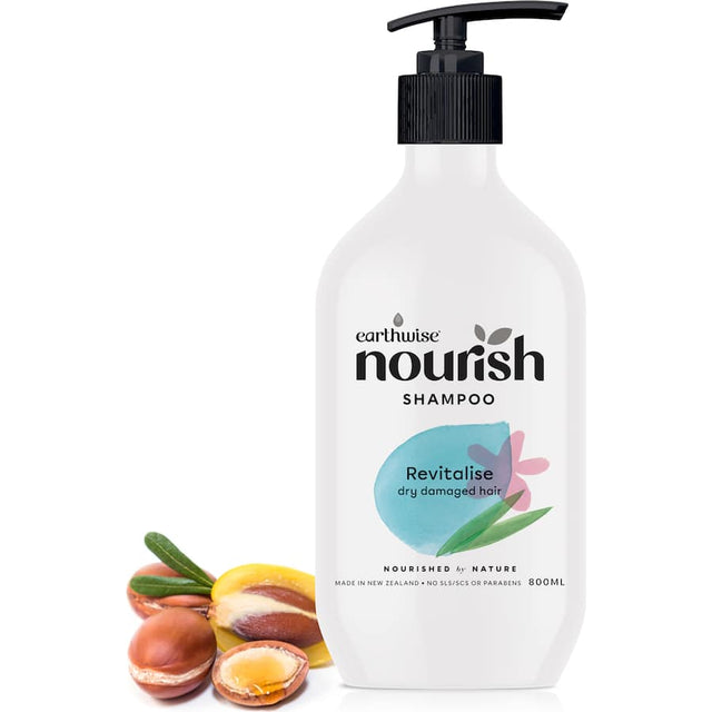 Nourish Shampoo Revitalise, infused with Argan Oil, hydrates and revitalizes dry, damaged hair for smooth, healthy shine.