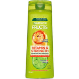 Garnier Fructis Shampoo for brittle hair, enriched with vitamins for strength, nourishment, and vibrant, healthy locks.