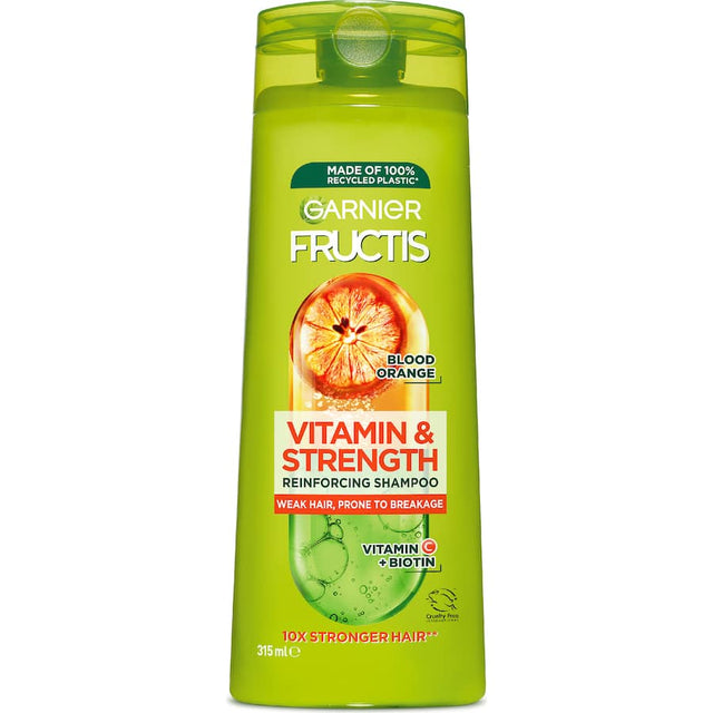 Garnier Fructis Shampoo for brittle hair, enriched with vitamins for strength, nourishment, and vibrant, healthy locks.