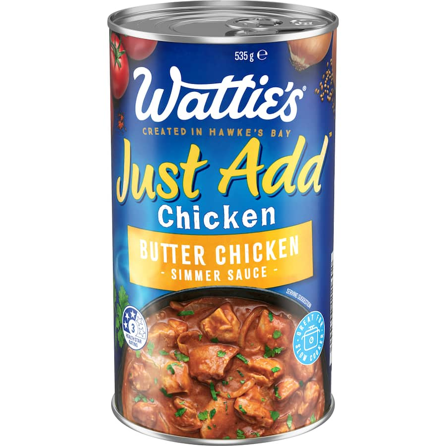 Wattie's Just Add Simmer Sauce Butter Chicken, an easy, flavorful sauce for quick, family-friendly weeknight meals.